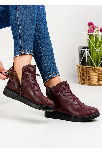starlike Women's burgundy fur boots A185