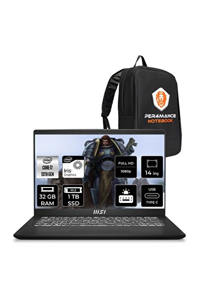 MSI Modern 14 i7 1355U 32GB 1TB SSD 14" FHD 60Hz FDOS Taşınabilir Bilgisayar ...