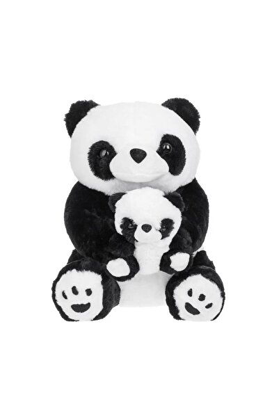 divendi-ro Panda șezând cu pui, 26×26×38 cm, negru/alb