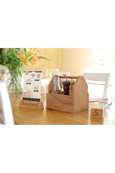 HENDI Organizer pojemnik stołowy na przyprawy sztućce drewniany z uchwytem - 664315