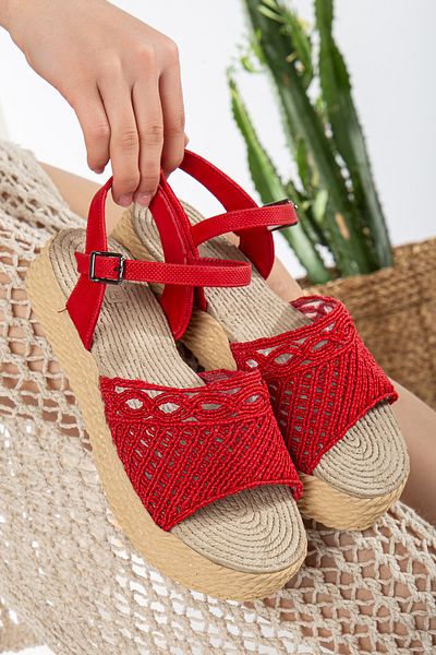 Hvz Straw Filling Sole Slippers Knitted Detailed Summer Beach Slippers and Casual Sandals - Get Number 1 Bigger -