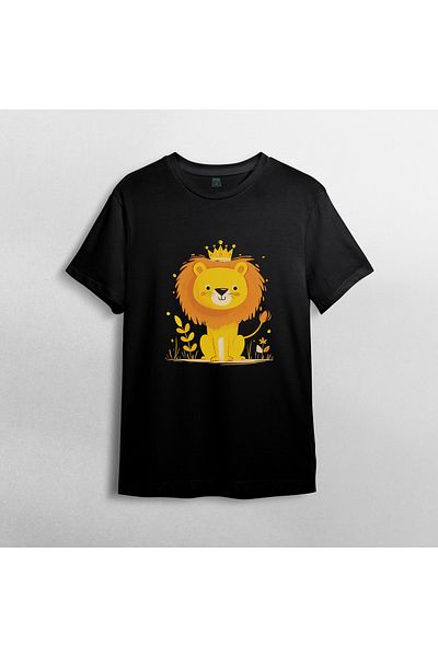 Pixxa Cute Lion Lion Unisex 100% Cotton Crew Neck T-Shirt Model 2