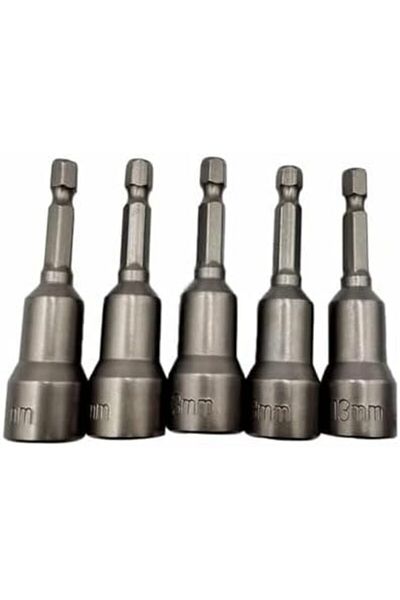 Generic 13mm Drill Nut Socket, Magnetic Nut Socket For Drill, Strong Magnetic - Chromium-vanadium (CRV) 5 Pc