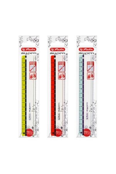 Herlitz Riglă My.pen, Lungime 17 cm, Culoare 3 combinații de culori, Material Plastic, 1 buc.