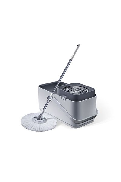 Pro Clean Official Spin Mop & Bucket Set – 7.5l, 360° Rotating Head, Dirt Separator, 2 Microfiber Pads