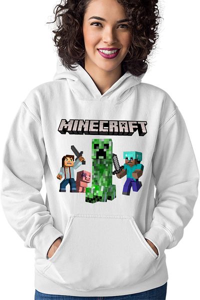 OEM Women's Hoodie Minecraft Steve Creeper Explode Logo Loot