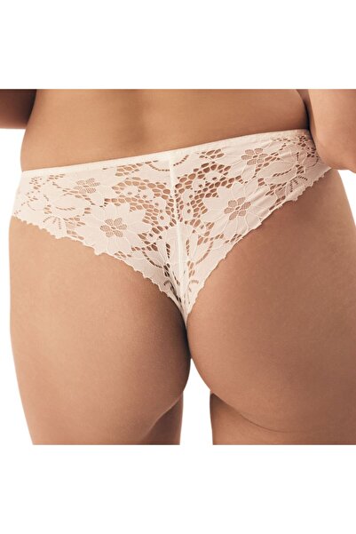 ESOTIQ Chiloți tanga clasici pentru femei cu dantelă florală și pandantiv auriu | Lollipop