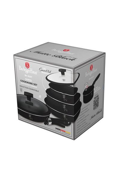 Berlinger Haus Titanium cookware set, Matte Black collection, consisting of 9 pieces