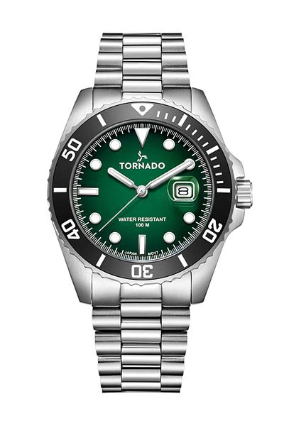Tornado ساعة لومينا أنالوج للرجال بمينا أخضر - T22001-SBSHB