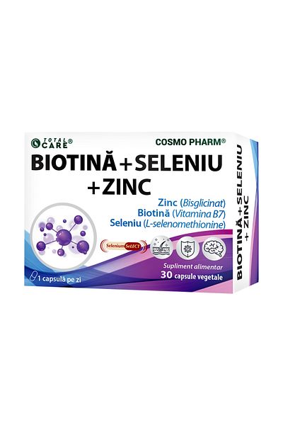 Cosmo Pharm BIOTINĂ + SELENIU + ZINC - păr, piele, unghii, sistem imunitar, tiroidă și metabolism