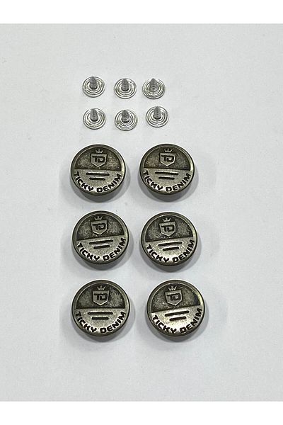 karantuhafiye Jeans Coat Button / 2 cm / 6 Pieces / Antique