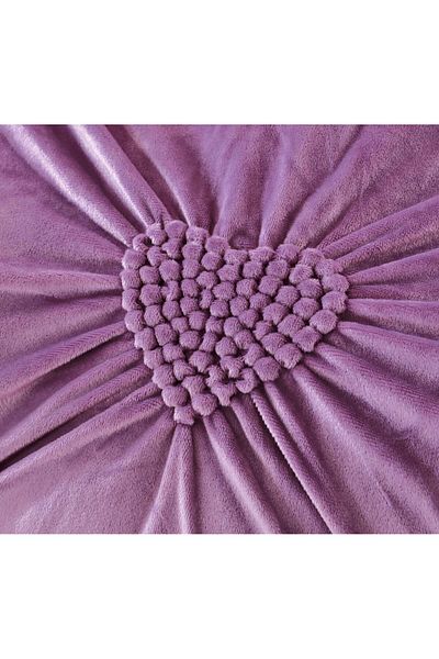 trendyhome Lenjerie de pat dublă, catifea moale, volane, inimioare țesute, violet, J10857