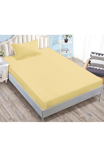 OEM Cearșaf cu elastic și 2 fețe de pernă, Sonia-Home, model damasc, pentru 1 persoană, 90x200cm, buc.