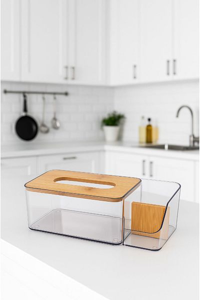 AYGÖREN HOME 2 Compartments Nordic Style Bamboo Model Pinterest Napkin Holder Decorative Desktop Napkin Box