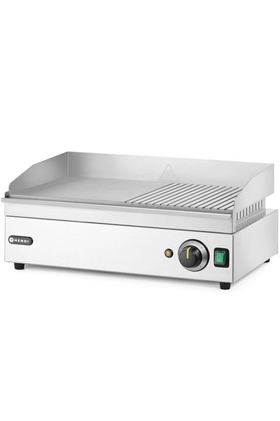 HENDI Grătar electric, placă de grătar netedă, cu caneluri, 527 x 404 mm, 2400 W