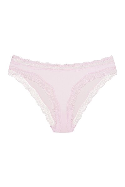 Bloovii Chiloți de damă din material neted cu tiv drăguț din dantelă | Selsey