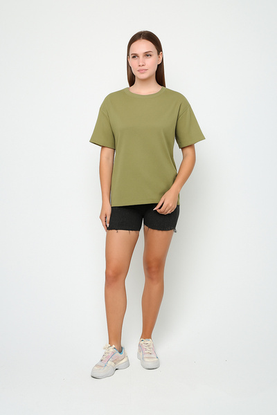 VOICTEC Γυναικείο μπλουζάκι Oversize με λαιμόκοψη χωρίς στάμπα