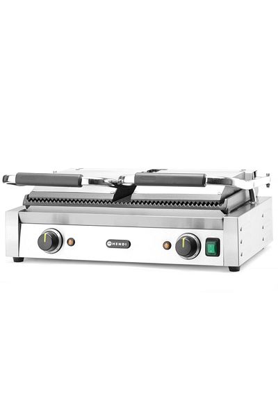 HENDI Grătar de contact, cu canelură dublă, 3600W - 263709