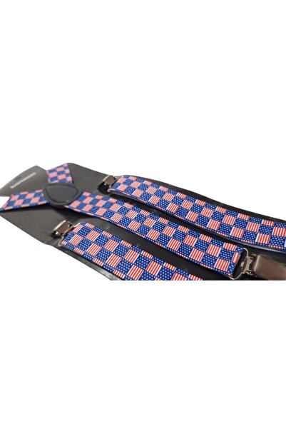 OEM Set 3 Bretele Unisex, Model Y, Inchizatori Metalice, 25 mm, Imprimeu Carouri, Multicolor