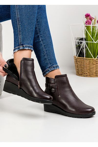 starlike Women's dark brown fur boots A183