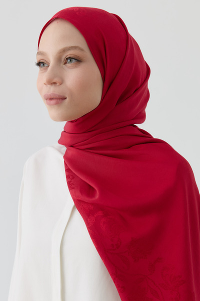 Tuğba Nevgül Kenar Detaylı Naturel Şal - Kırmızı