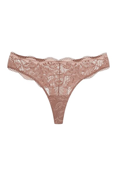 ESOTIQ Women's Classic Thong Panties with Decorative Floral Lace | Kavi