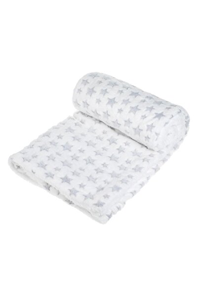 OEM Patura pufoasa imitatie blana sherpa pentru bebe, 140x110 cm, Stelute Gri