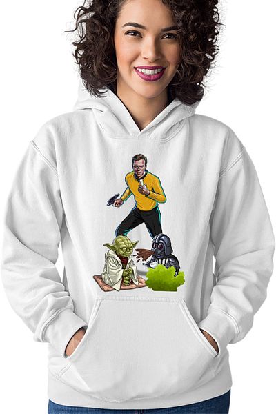 OEM Women's Hoodie Star Trek Star Wars Yoda Genius Master Darth Vader Spit Coffee