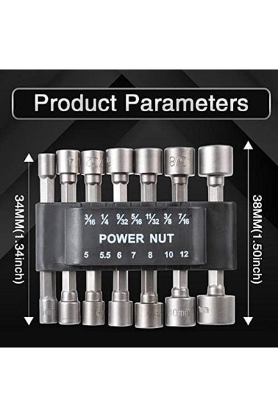 Generic 14Pcs Quick-Change Power Nut Driver Bit Set, 1/4 Inch Hex Shank