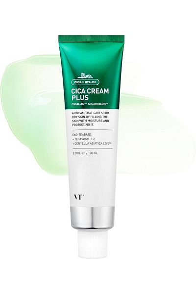 VT COSMETICS Cica Plus Cream by VT Cosmetics, Lightweight Soothing Moisturizer for Acne Treatment and Sensitive S