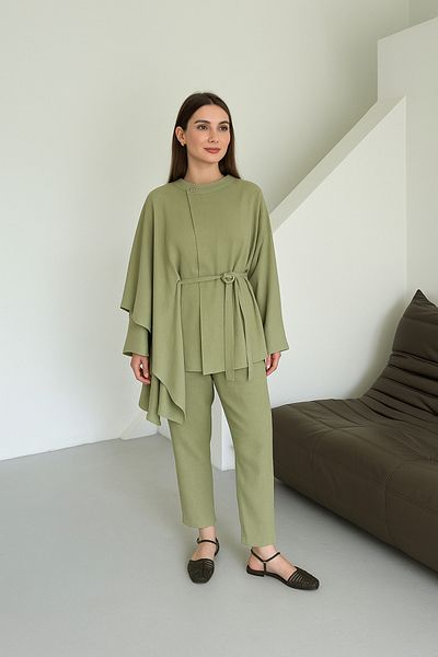 My Blog Khaki Flounced Kimono Suit - 8739