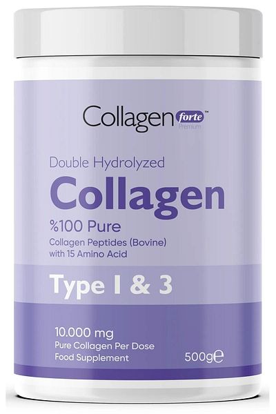 Collagen Forte Platinum Collagen Powder 500g, 100% Pure, Natural Double Hydrolyzed Collagen Peptides (50 PORTIONS)