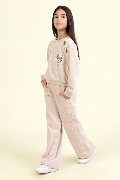 DMB BOYS & GIRLS Κοριτσίστικο Σετ Φόρμας Αστέρι Πέτρα Κεντημένο Σετ 2 τεμαχίων