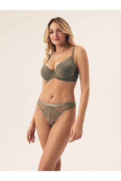 ESOTIQ Chiloți brazilieni pentru femei, din plasă, cu dantelă florală și bandă lată | Lynn