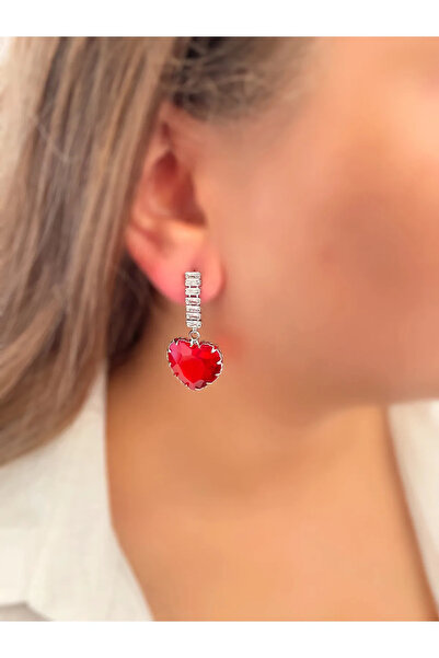 byozanyılmaz Red Stone Covered Earrings
