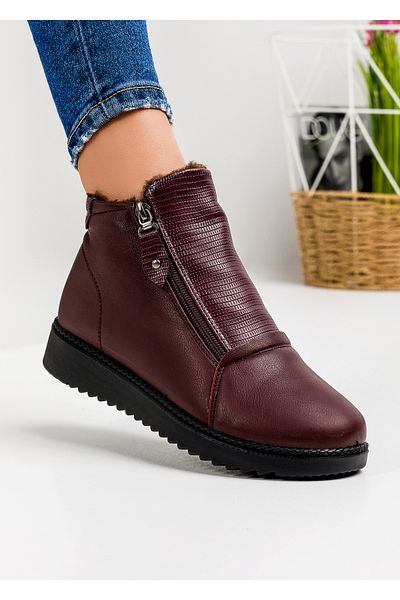 starlike Women's burgundy fur boots A184