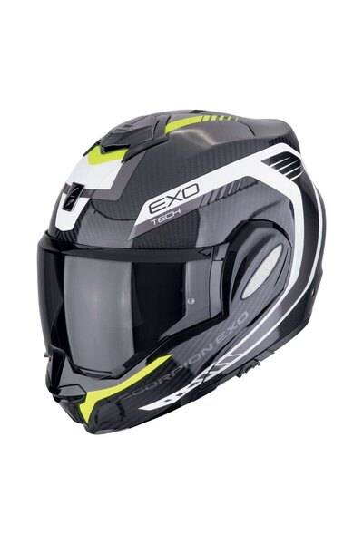 Scorpion Exo-Tech Evo Carbon Cosy Çene Açılabilir Motosiklet Kaskı Siyah Sarı