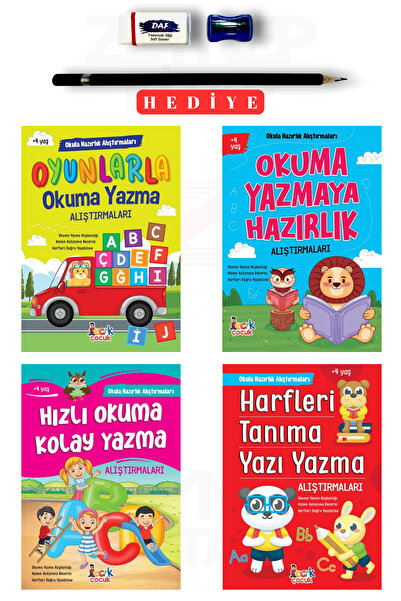 Bıcırık Yayınları مجموعة كتب تجهيز المدرسة 4+العمر 4 (مجموعة أقلام هدية)