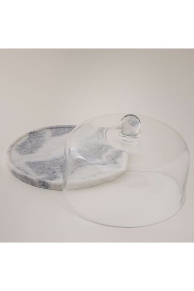 LA MESA glass cake stand with marble base 28*20cm