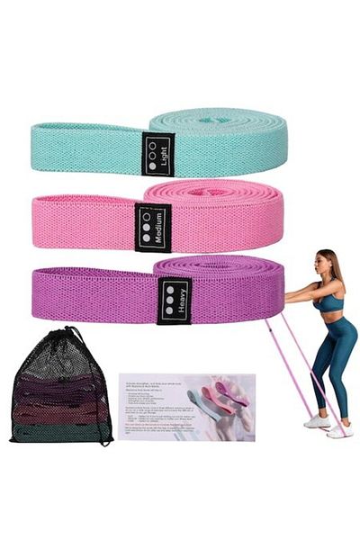 dalimag Set benzi de fitness Ceiliwen, lungi, 3 niveluri de rezistență, multicolor