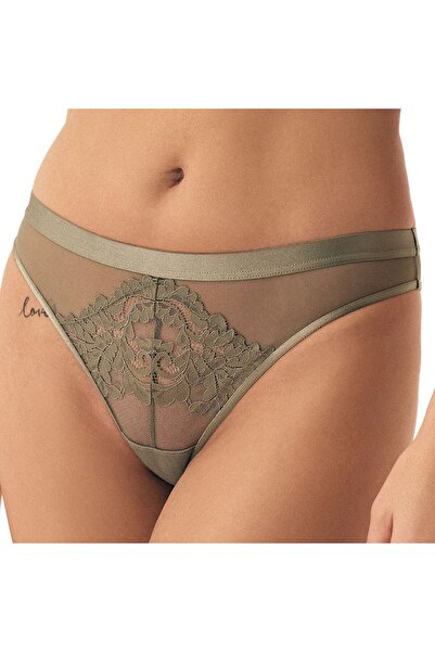 ESOTIQ Chiloți brazilieni pentru femei, din plasă, cu dantelă florală și bandă lată | Lynn