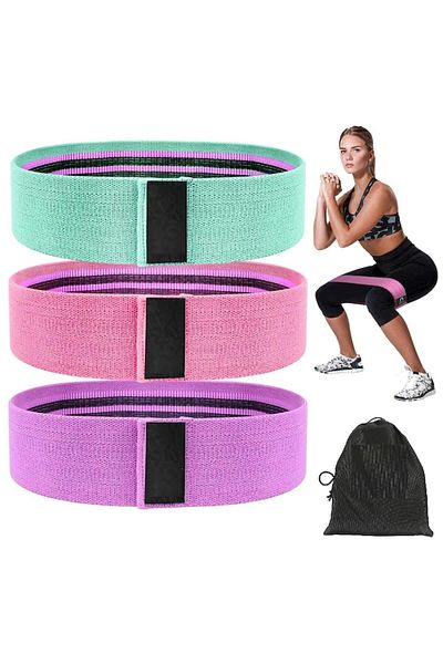 EBA Set 3 benzi elastice pentru fitness, eBA®, 3 niveluri de rezistență, husă inclusă