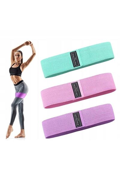 dalimag Set 3 benzi de rezistență Lewer, lățime 8cm, lungime 76cm, culori: verde, roz, violet