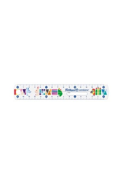 Pelikan Riglă Combino 15 cm, Culoare Transparentă, Material Plastic