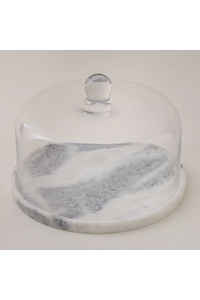 LA MESA glass cake stand with marble base 28*20cm
