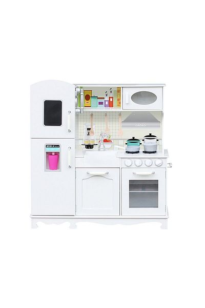 PROCART Children's kitchen, white MDF, oven, refrigerator, set of cooking, 91x102.5x30 cm