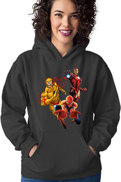 OEM Hanorac Femei Spiderman Ironman Flash Heroes Save Earth