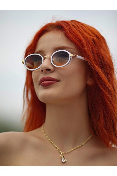 CLAREX Trend Design Oval White Framed Women's Sunglasses