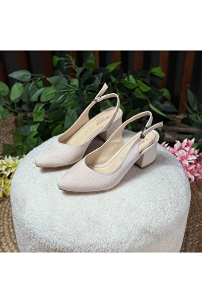 MEY Silvery Back Belt Thick Heel Shoes M1063