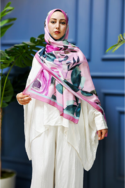 MSCARFS شال حريري من القطن بنمط قزحية